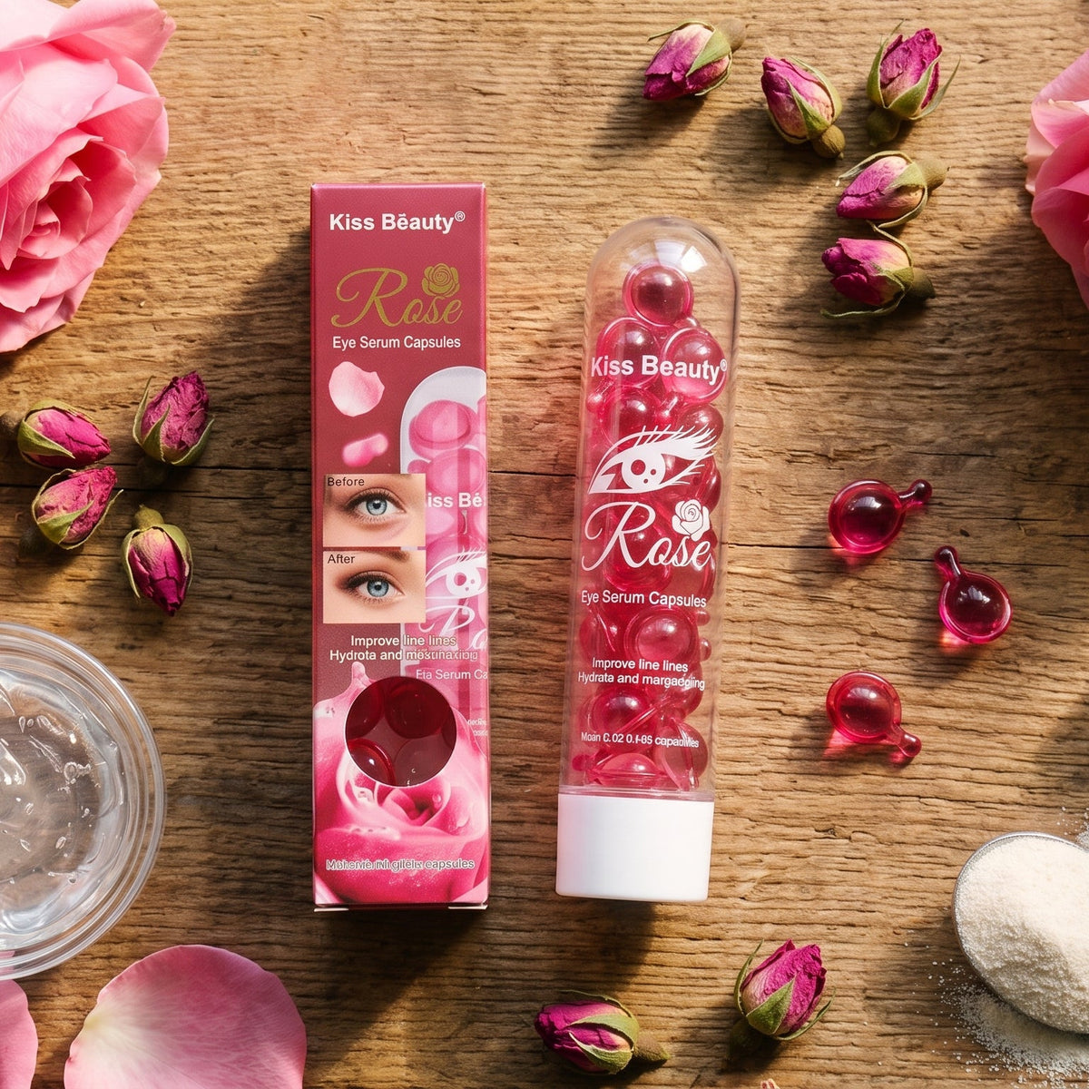 Sérum Contorno De Ojos Kiss Beauty Rose 90 Cápsulas